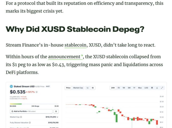 DeFi尸检报告：深扒Stream xUSD如何从“稳定币”沦为链下庞氏骗局？
